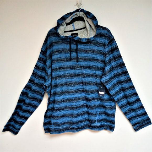 Lucky Brand Other - LUCKY BRAND MENS BAJA STRIPE HOODIE 100 % COTTON BIG TALL MAN SIZE XXL BLUE NWT